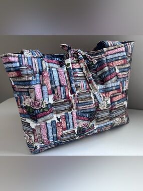 Handmade Quilted Bookish Tote Bag - Moody Floral Library Vibes